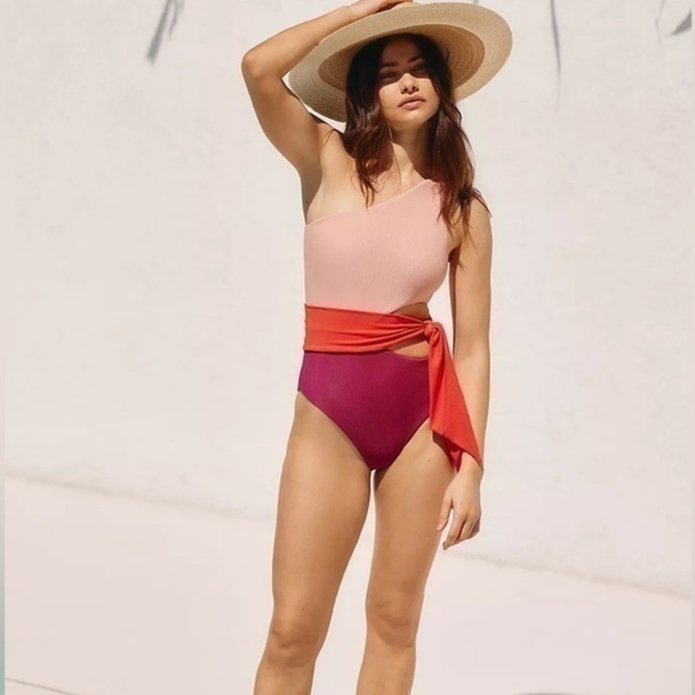 ANTHROPOLOGIE x Beach Riot Merlot Carlie One-Piece Ribbed Swimsuit